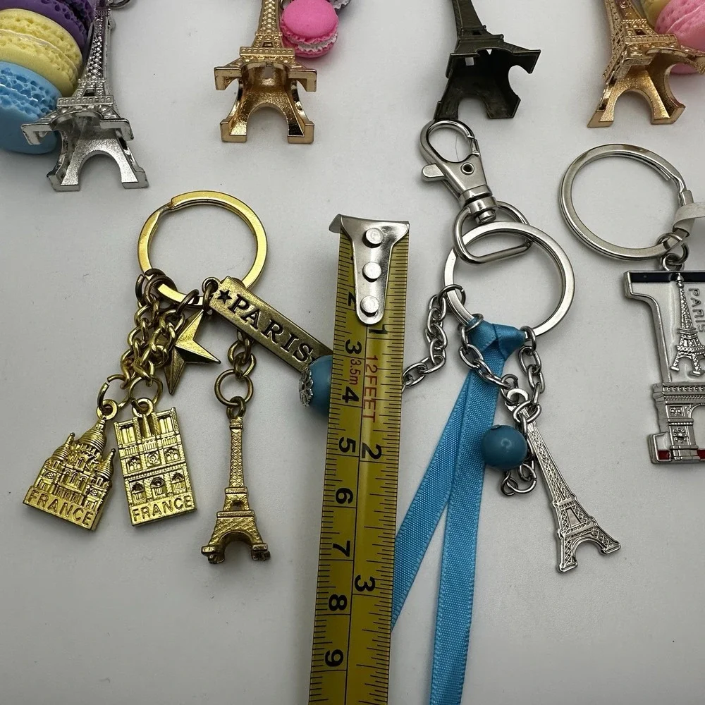 Paris Eiffel Tower Lot of‎ 7 Keychain / Purse Charm Macaron Charm France Travel